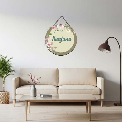 Personalized Floral Theme Name Plate Door Hanging  Custom With Wooden Door Hanger Nursery Wall Decor for Girls  Wall Art for Home, Bedroom & Office Decor